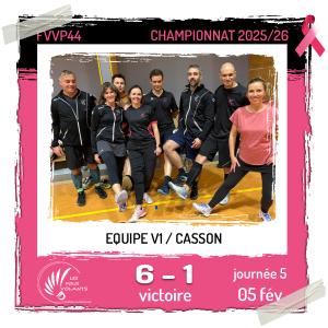 Rencontre J5 de la V1 : Vigneux contre Casson (victoire)